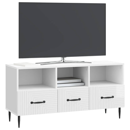 Mobile TV Bianco Lucido 102 x 34,5 x 50 cm Legno ingegnerizzato | homemem39