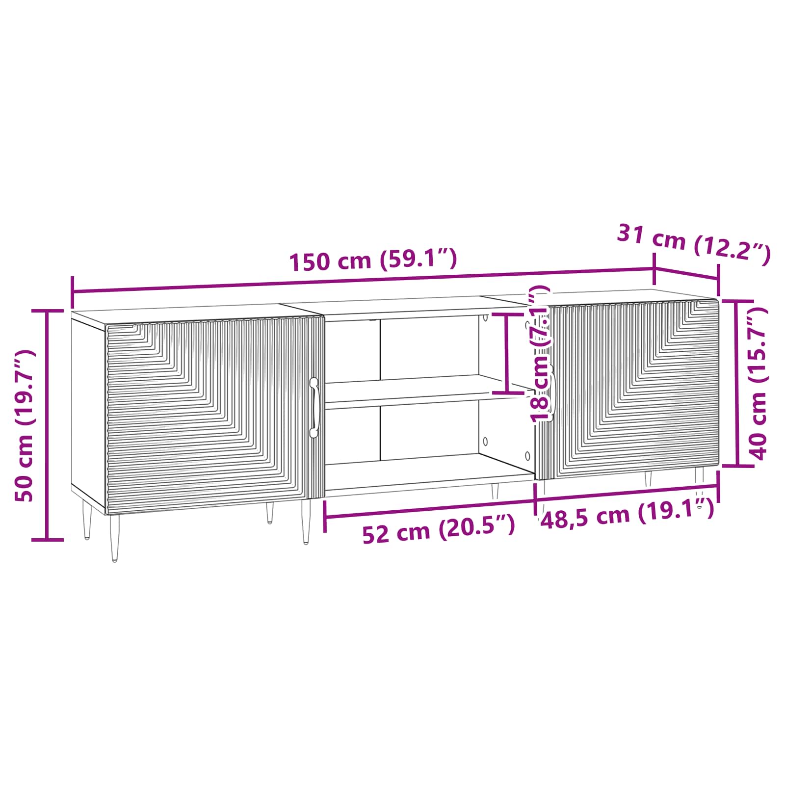 Mobile TV Rovere Sonoma 150 x 31 x 50 cm Legno ingegnerizzato | homemem39