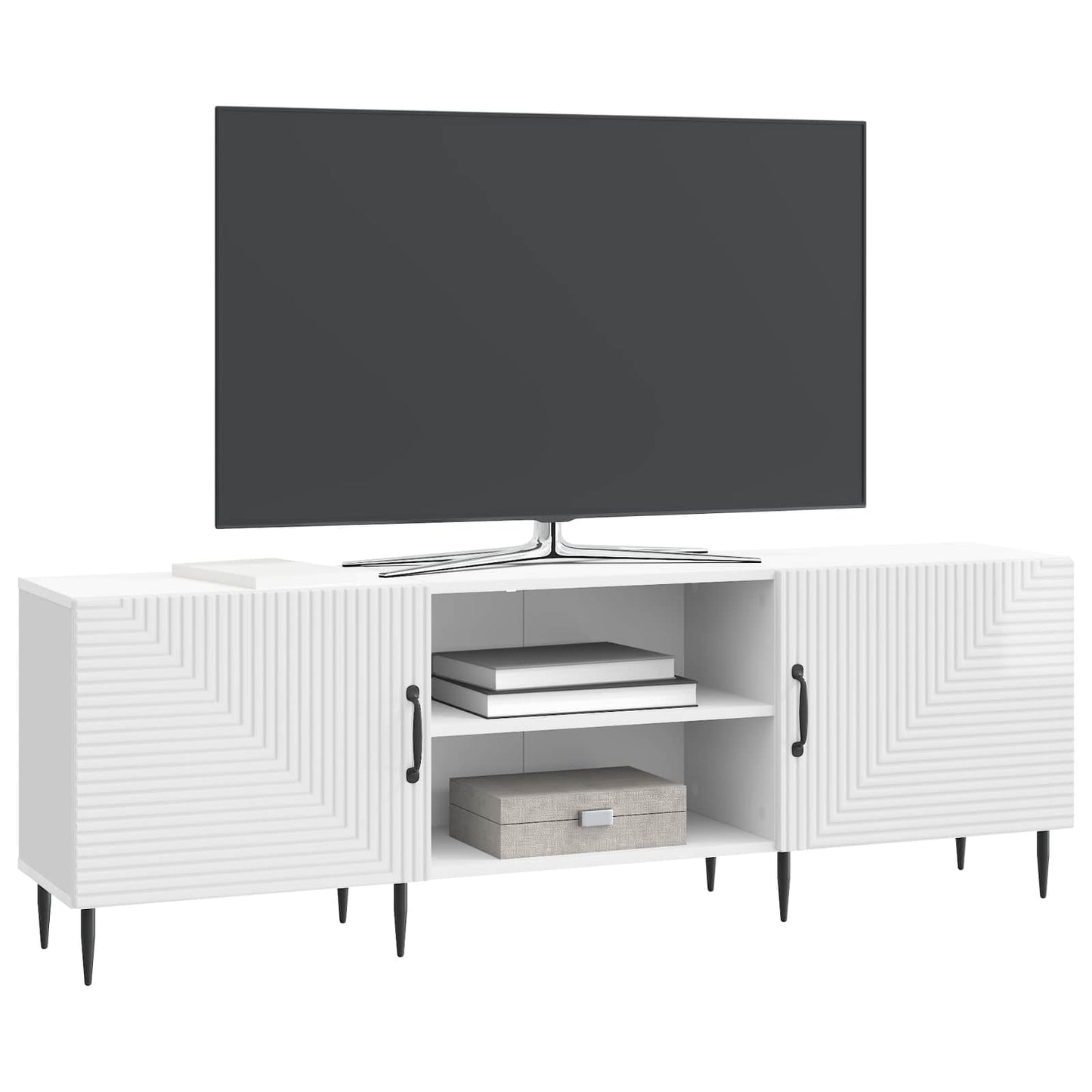 Mobile TV Bianco Lucido 150 x 31 x 50 cm Legno ingegnerizzato