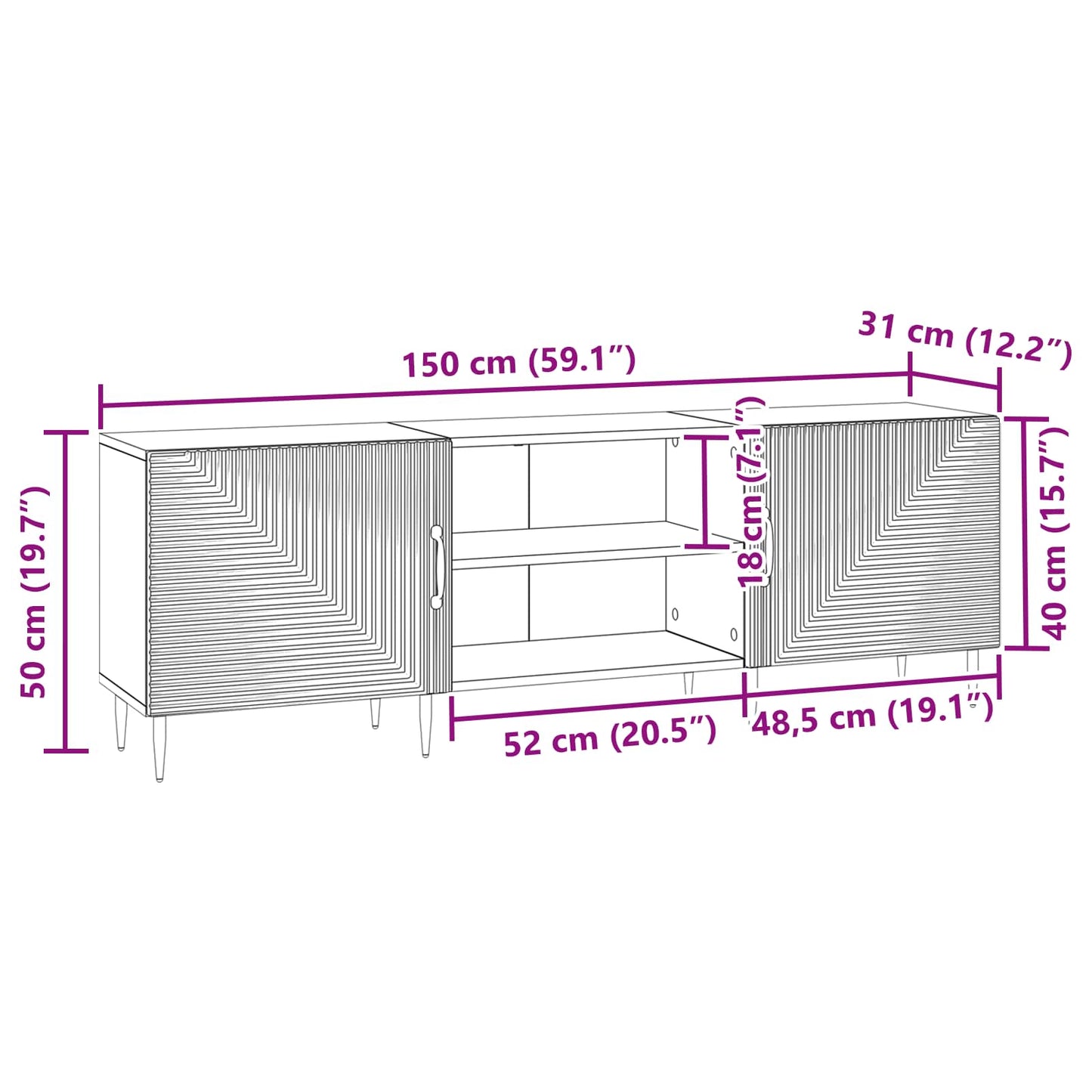 Mobile TV Legno antico 150 x 31 x 50 cm Legno ingegnerizzato