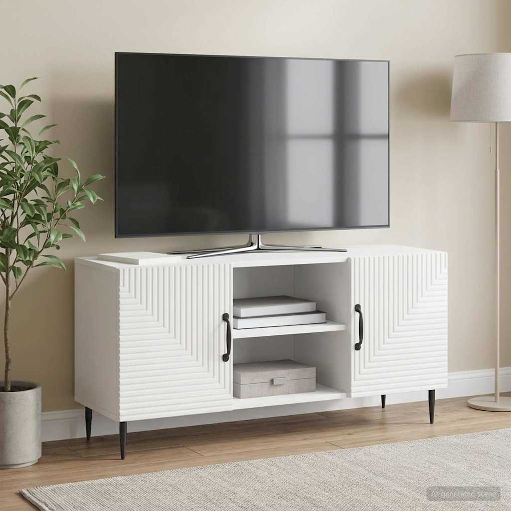 Mobile TV Bianco Lucido 102 x 34,5 x 50 cm Legno ingegnerizzato