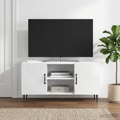 Mobile TV Bianco Lucido 102 x 34,5 x 50 cm Legno ingegnerizzato