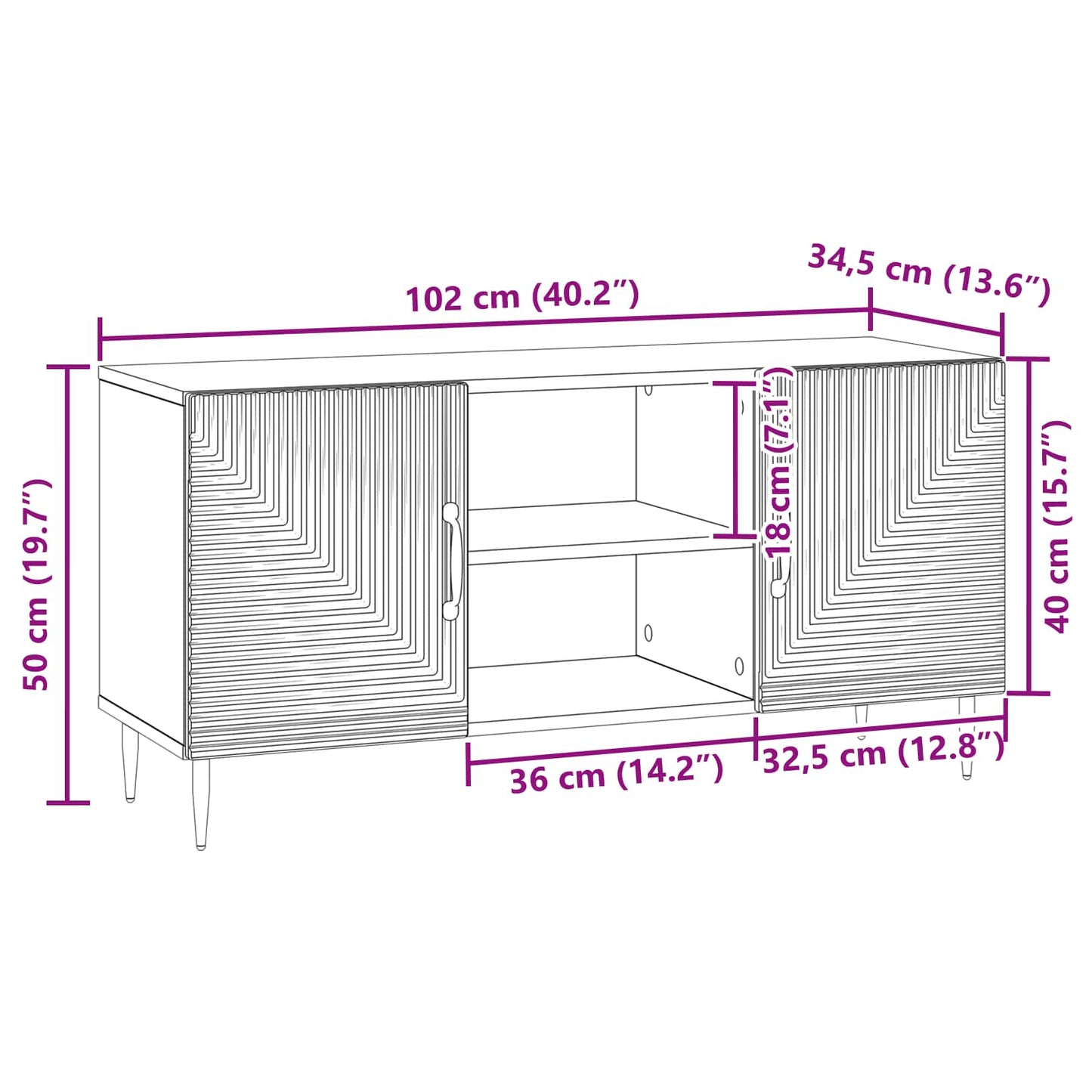 Mobile TV Rovere Artigianale 102 x 34,5 x 50 cm | homemem39