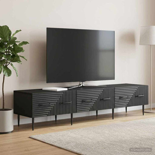 Mobile TV Nero 147 x 34,5 x 30 cm Legno ingegnerizzato