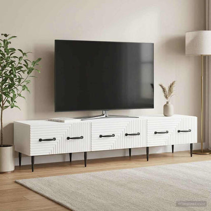 Mobile TV Bianco Lucido 147 x 34,5 x 30 cm Legno ingegnerizzato