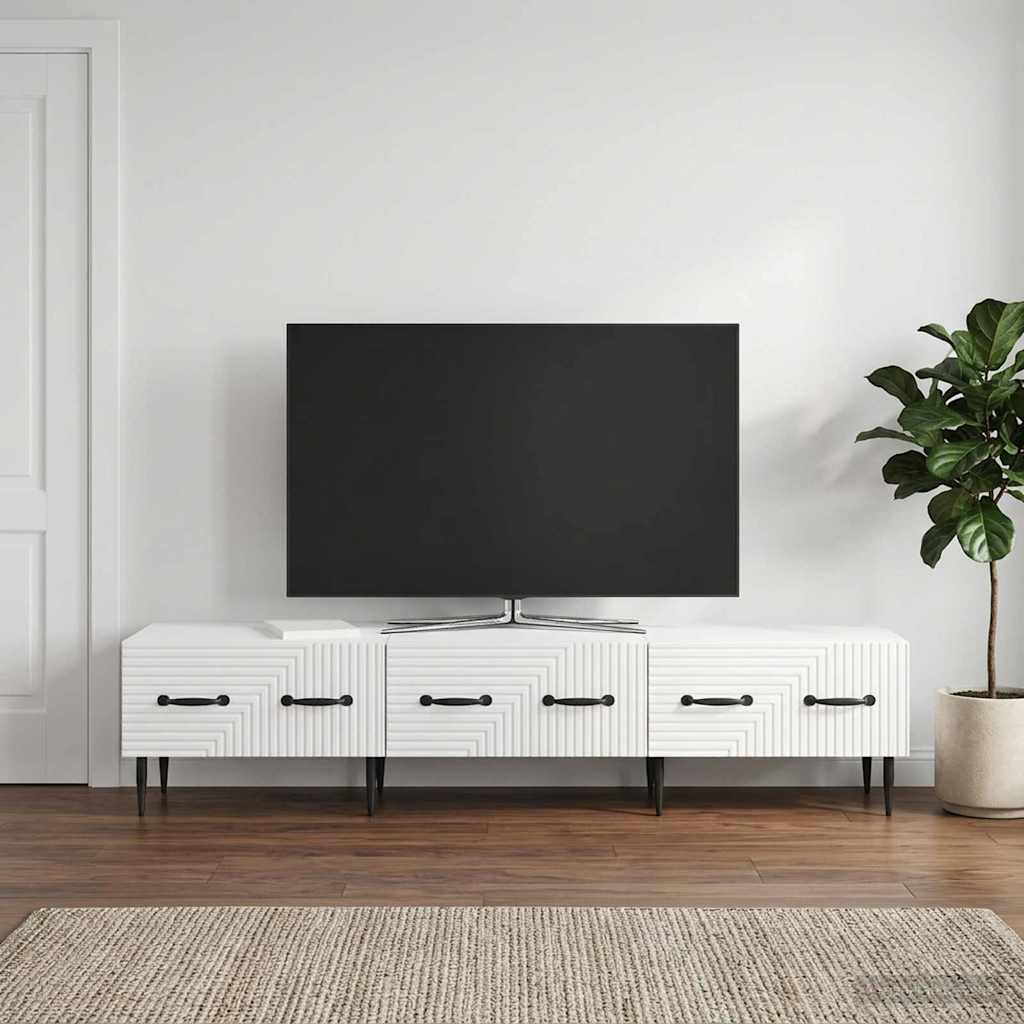 Mobile TV Bianco Lucido 147 x 34,5 x 30 cm Legno ingegnerizzato
