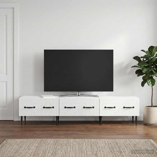 Mobile TV Bianco Lucido 147 x 34,5 x 30 cm Legno ingegnerizzato - homemem39