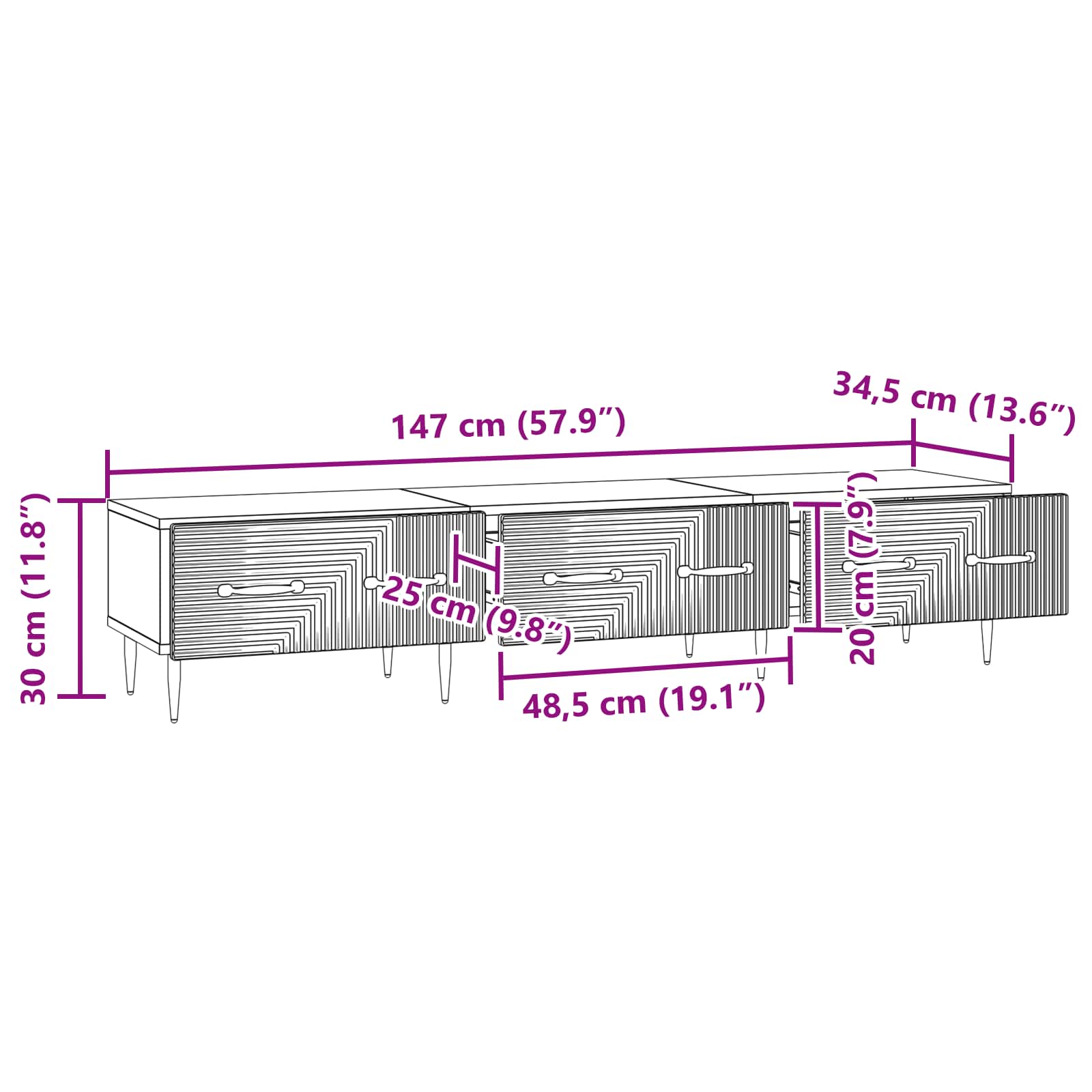 Mobile TV con cassetto Rovere Artigianale 147 x 34,5 x 30 cm | homemem39