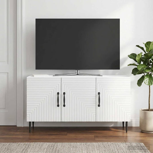 Mobile TV Bianco Lucido 99 x 34,5 x 50 cm Legno ingegnerizzato