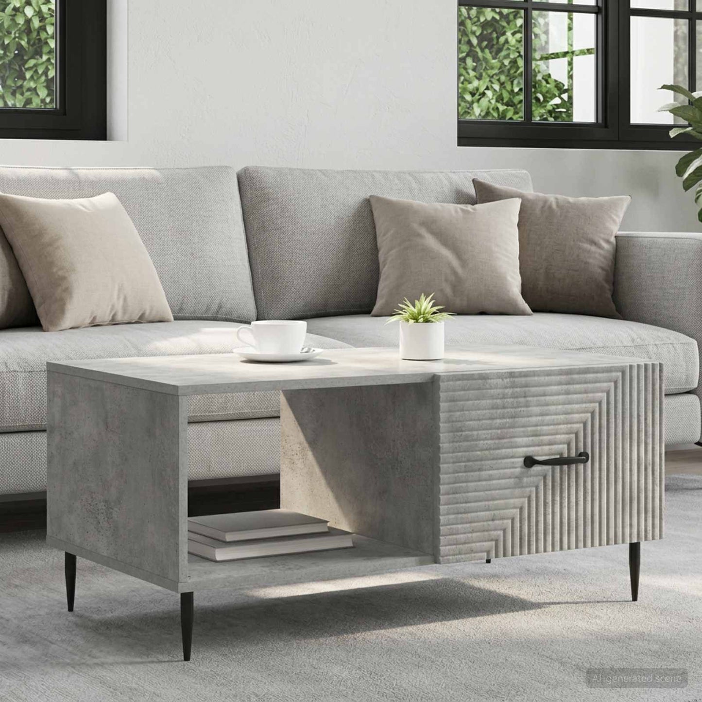 Tavolino da salotto Grigio Cemento 90 x 50 x 40 cm