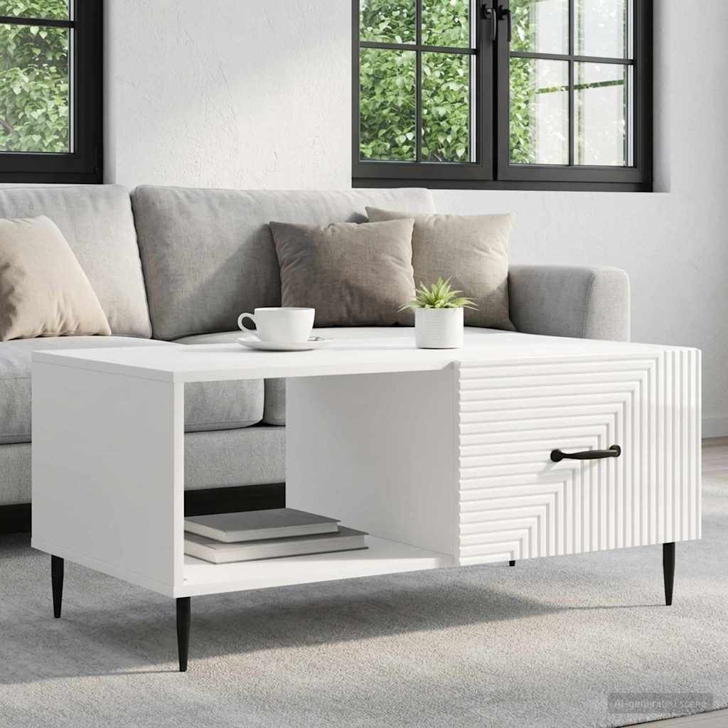 Tavolino da salotto Bianco Lucido 90 x 50 x 40 cm