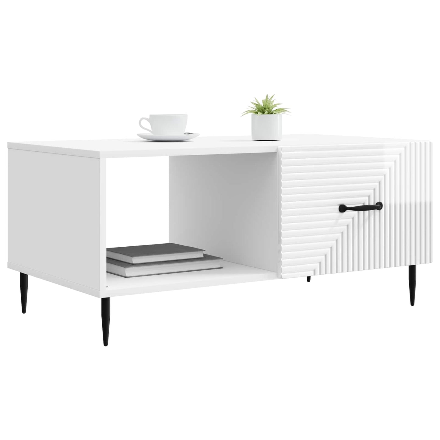 Tavolino da salotto Bianco Lucido 90 x 50 x 40 cm