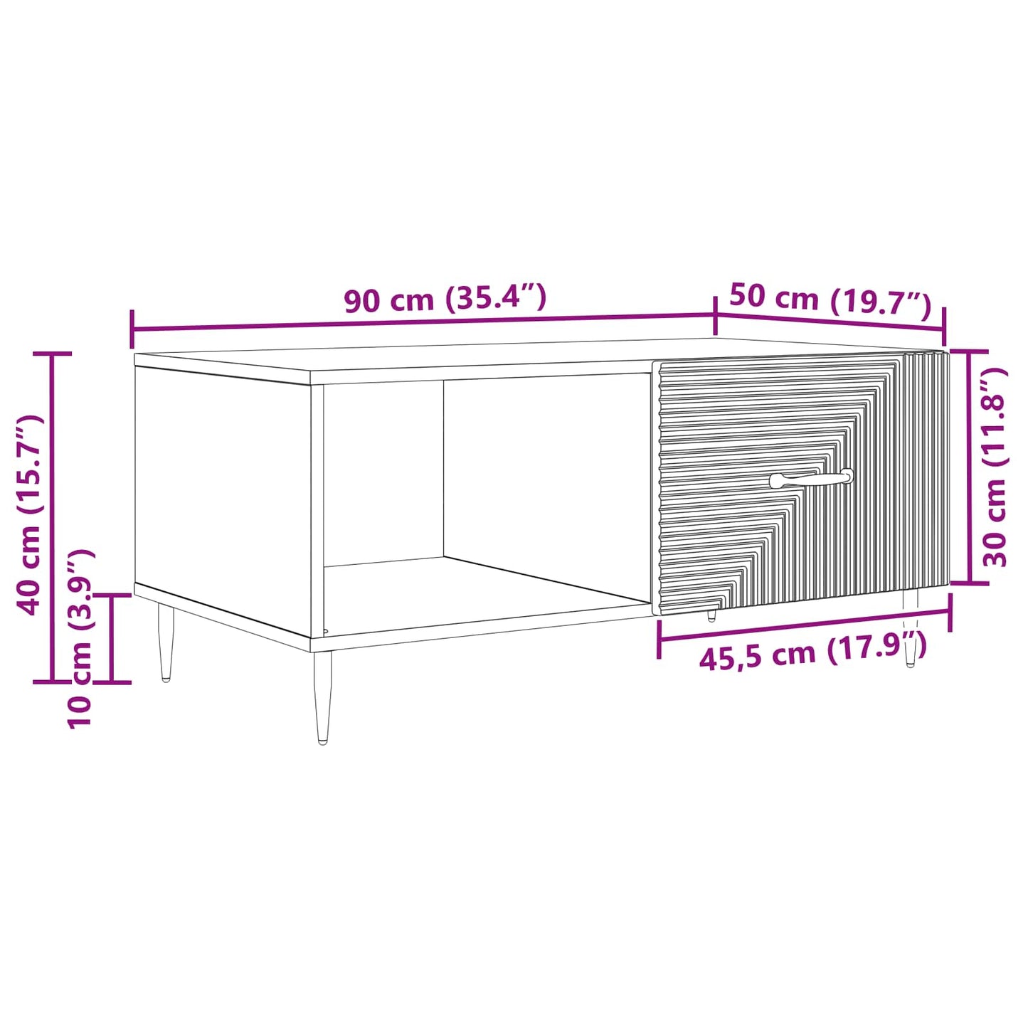 Tavolino da salotto Grigio Sonoma 90 x 50 x 40 cm | homemem39