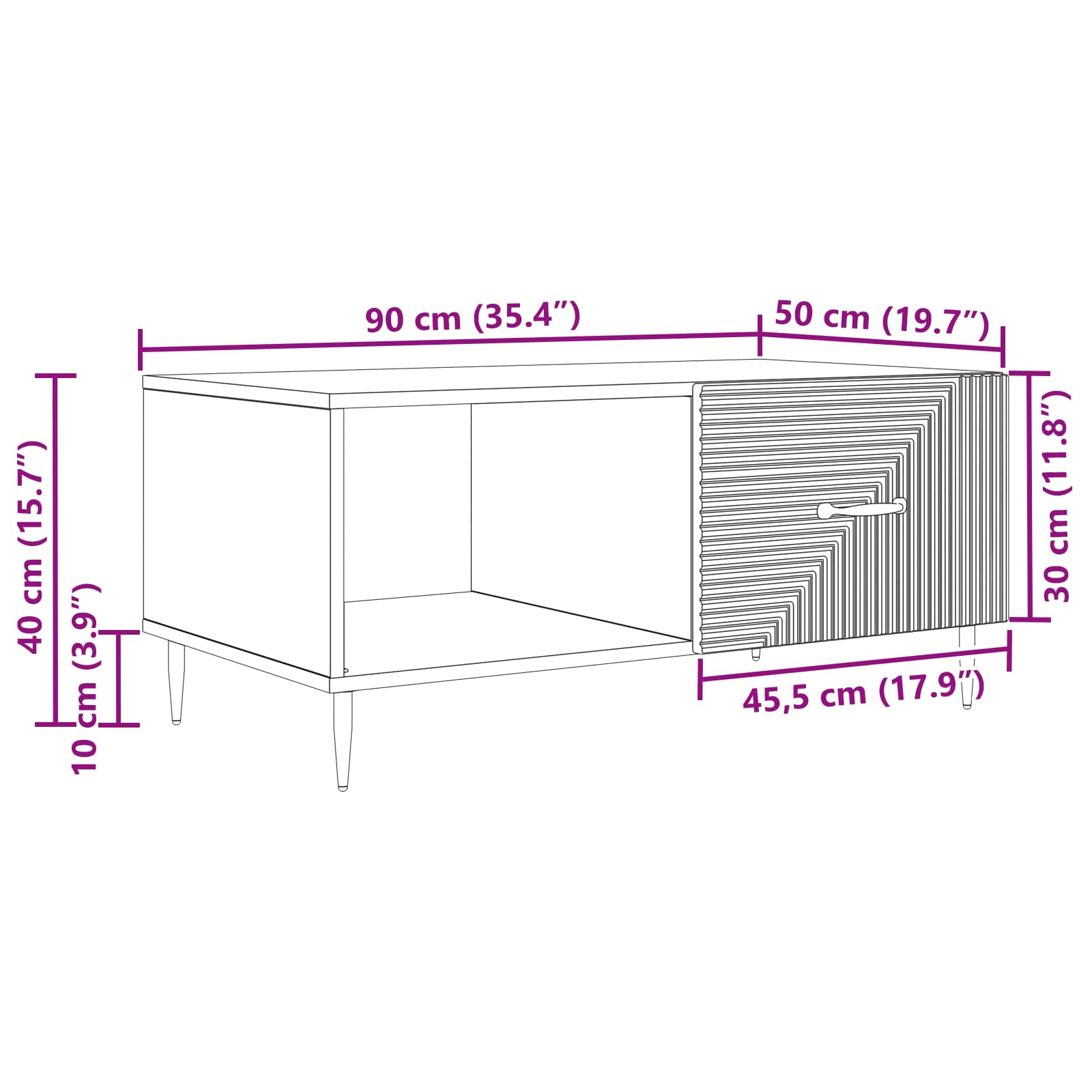 Tavolino da salotto Grigio Sonoma 90 x 50 x 40 cm | homemem39
