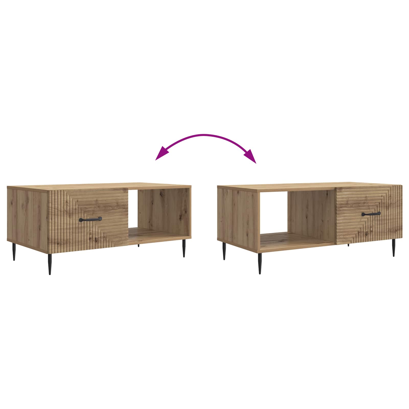 Tavolino da salotto Rovere Artigianale 90 x 50 x 40 cm | homemem39