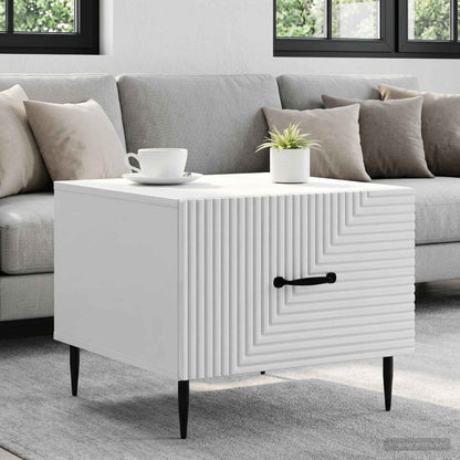 Tavolino da salotto con cassetto Bianco Lucido 49 x 50 x 40 cm