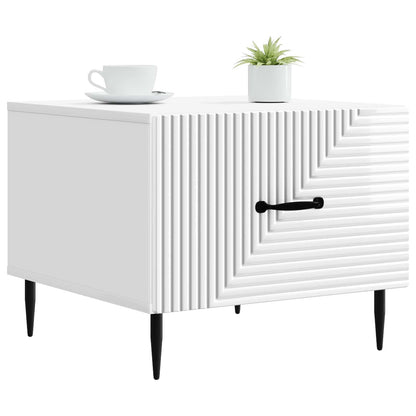 Tavolino da salotto con cassetto Bianco Lucido 49 x 50 x 40 cm | homemem39