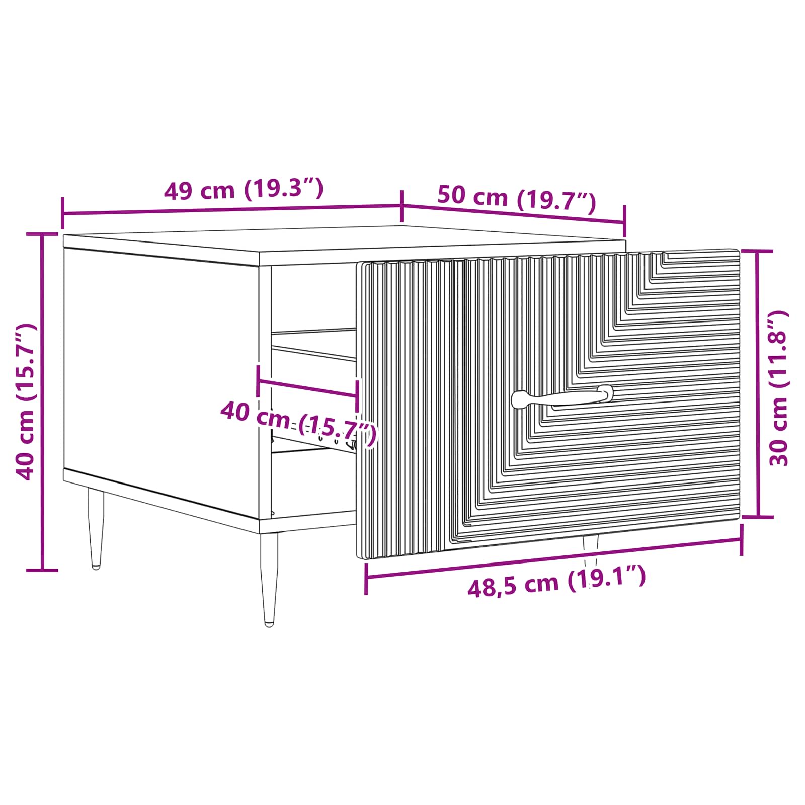 Tavolino da salotto con cassetto Legno antico 49 x 50 x 40 cm | homemem39