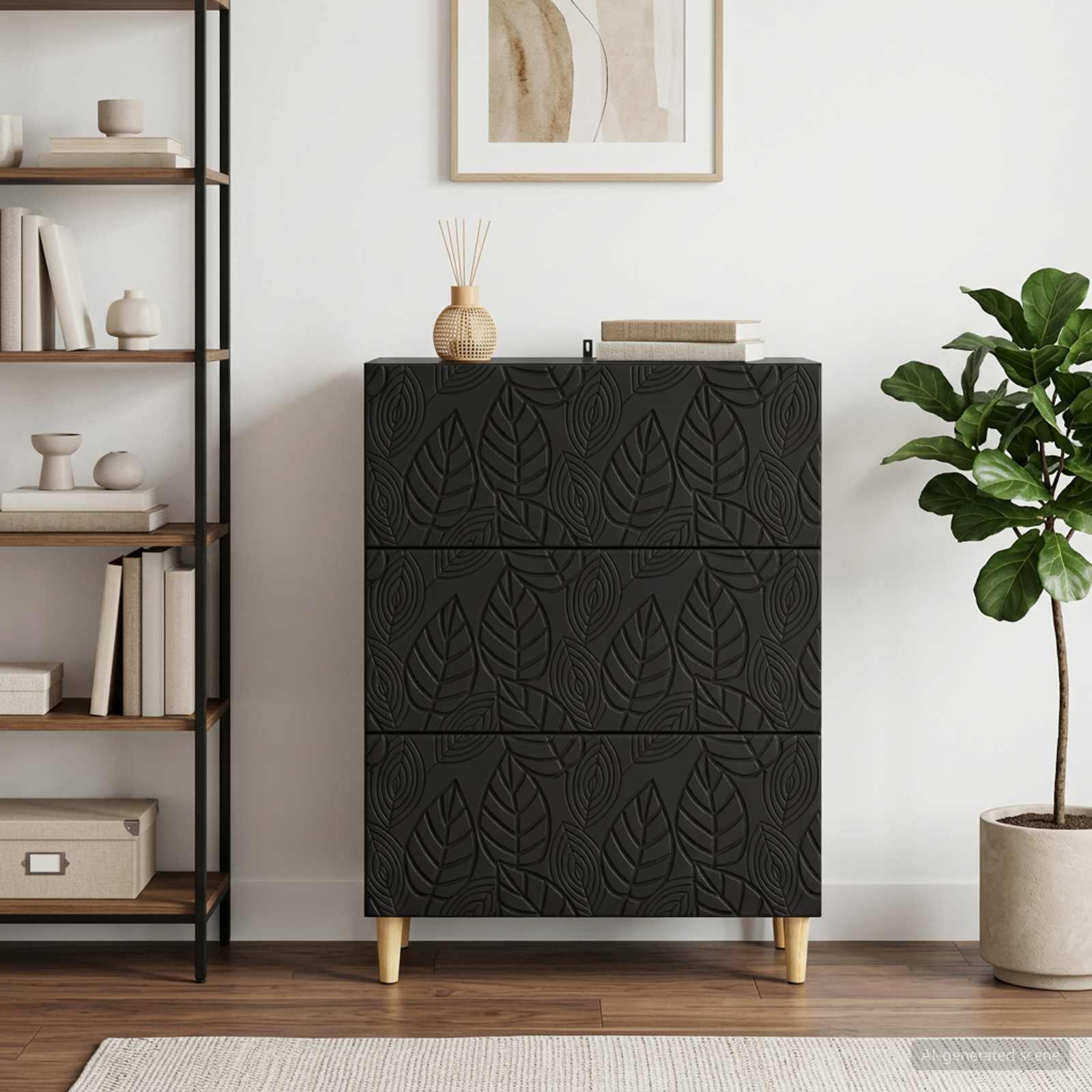 Mobile con Cassetti Nero 66 x 34,5 x 90 cm Legno ingegnerizzato | homemem39