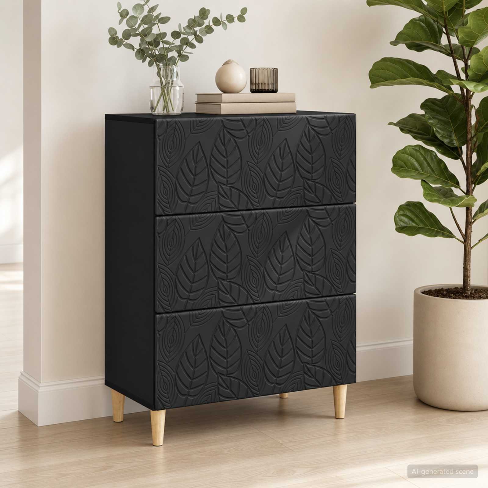 Mobile con Cassetti Nero 66 x 34,5 x 90 cm Legno ingegnerizzato | homemem39