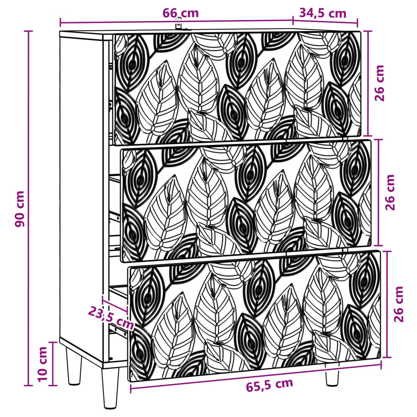 Mobile con Cassetti Rovere Sonoma 66 x 34,5 x 90 cm | homemem39