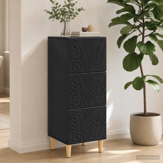 Mobile con Cassetti Nero 33 x 34,5 x 90 cm Legno ingegnerizzato