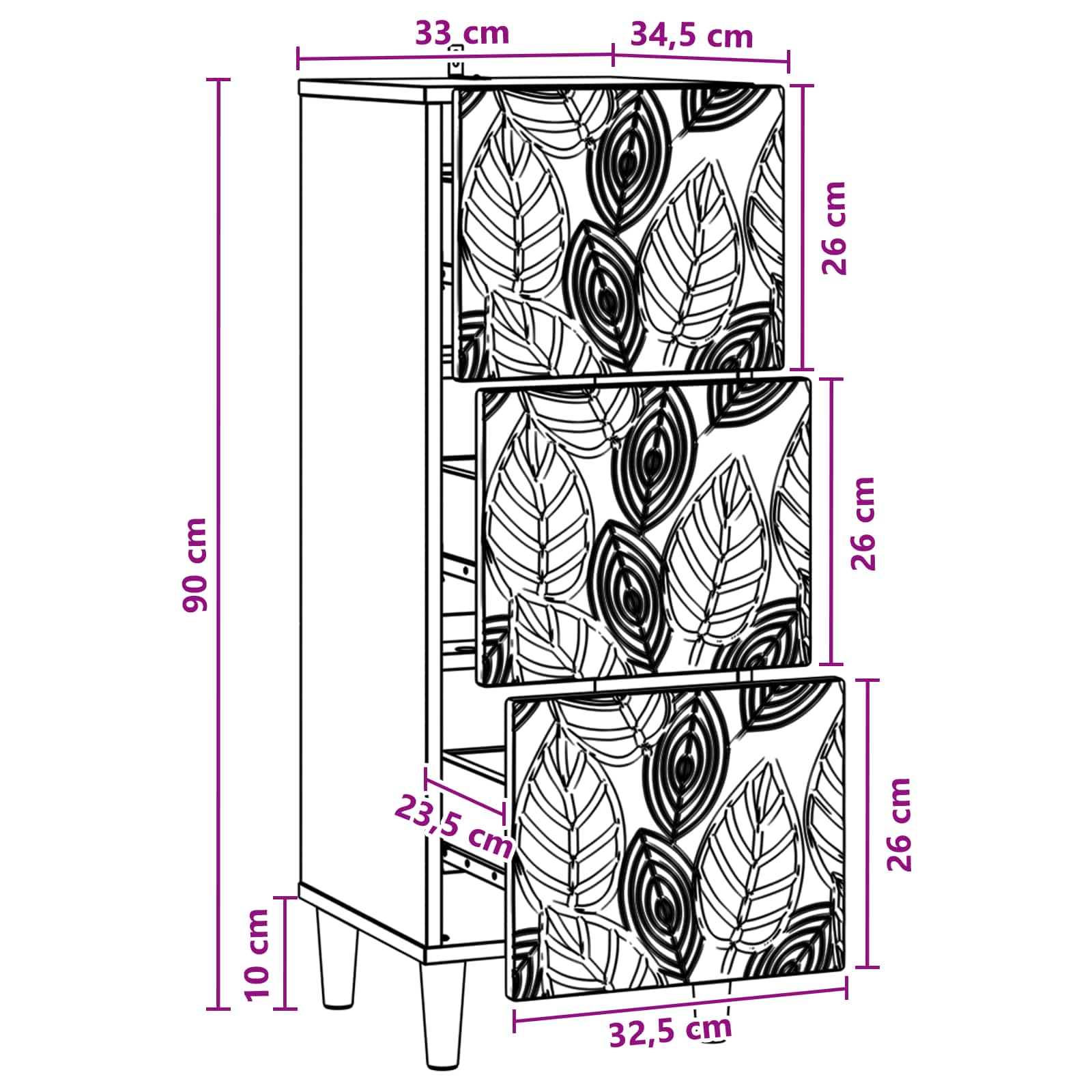 Mobile con Cassetti Sonoma grigio 33 x 34,5 x 90 cm | homemem39
