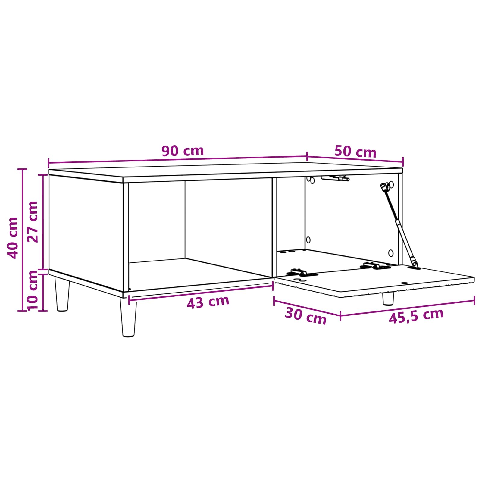 Tavolino da salotto Nero 90 x 50 x 40 cm Legno ingegnerizzato | homemem39