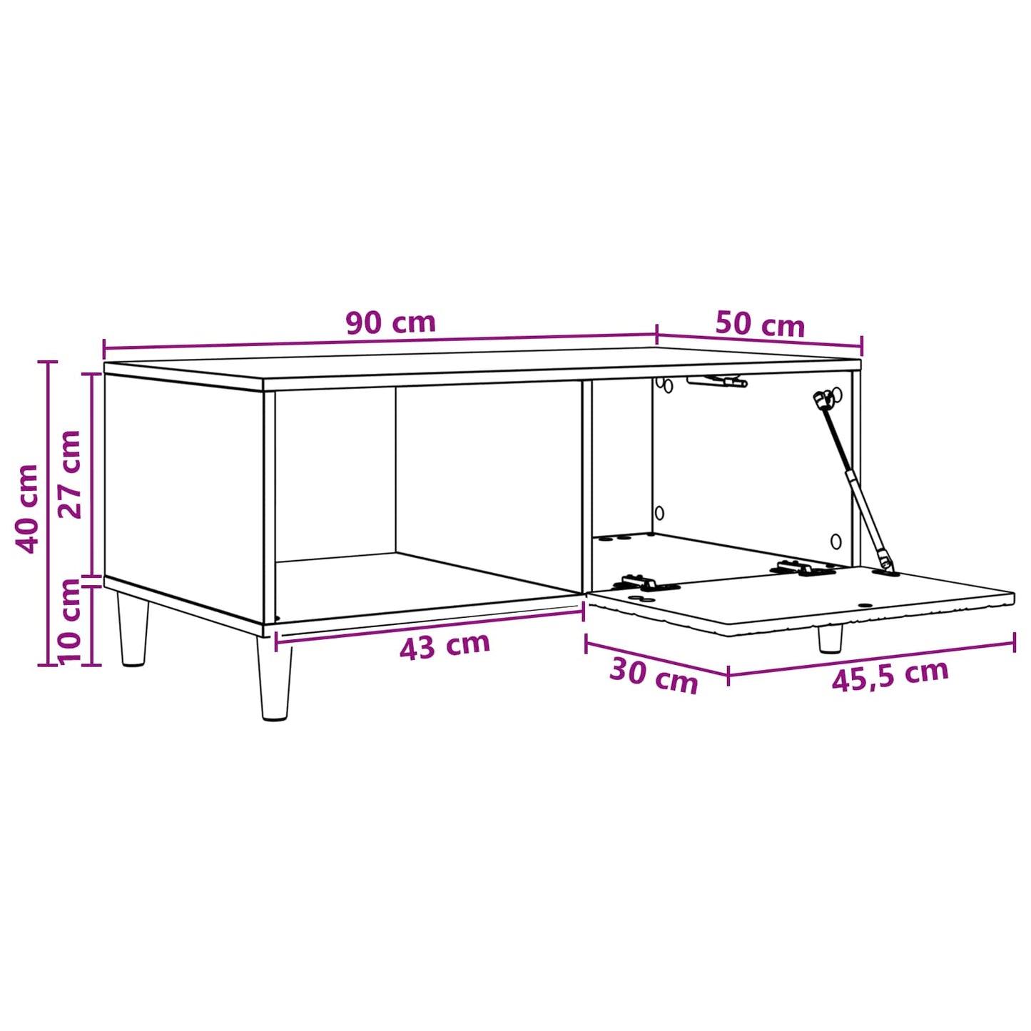 Tavolino da salotto Grigio Cemento 90 x 50 x 40 cm | homemem39