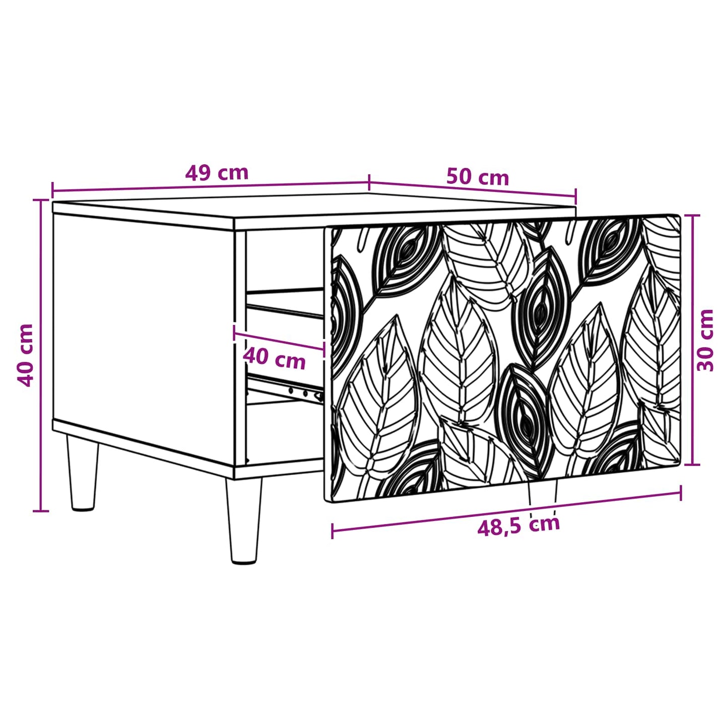 Tavolino da salotto Bianco 50 x 49 x 40 cm Legno ingegnerizzato | homemem39