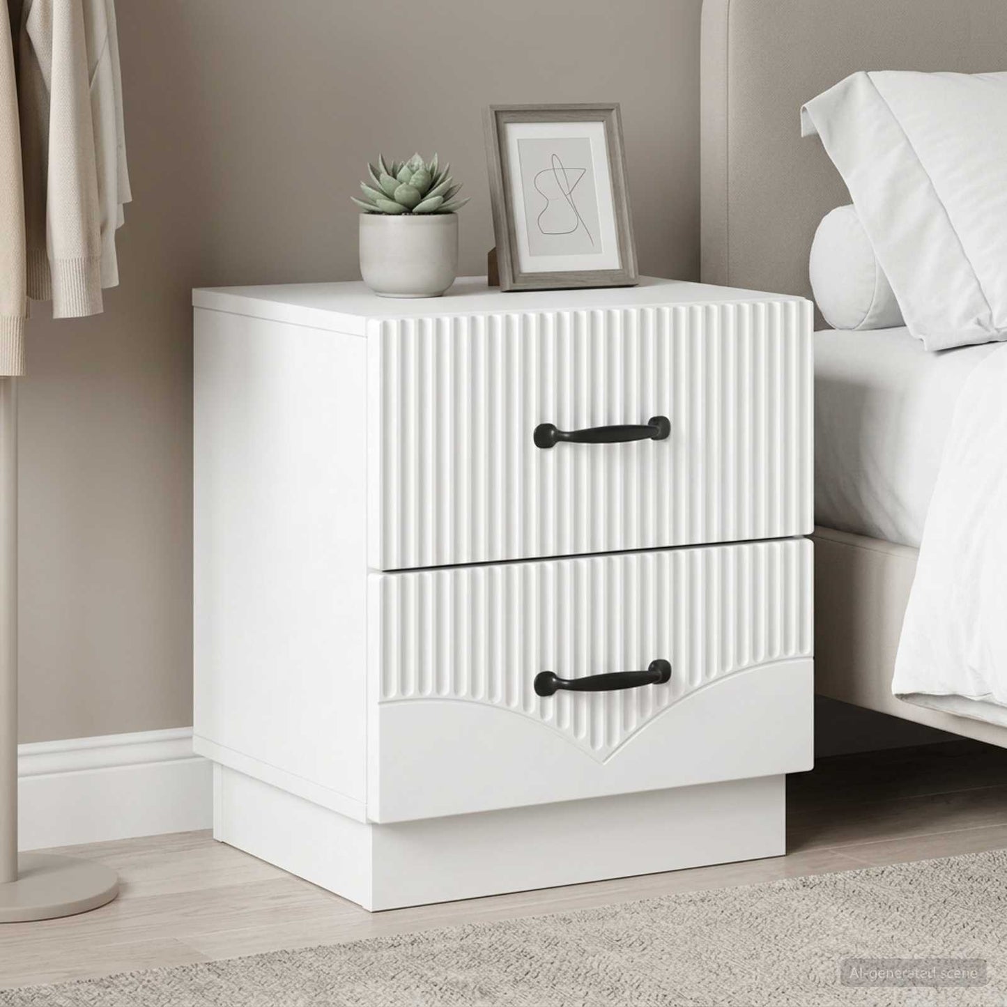 Armadio da Notte con cassetto 2 pcs Bianco 43 x 34,5 x 44,5 cm