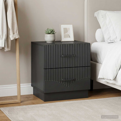 Armadio da Notte con cassetto 2 pcs Nero 43 x 34,5 x 44,5 cm
