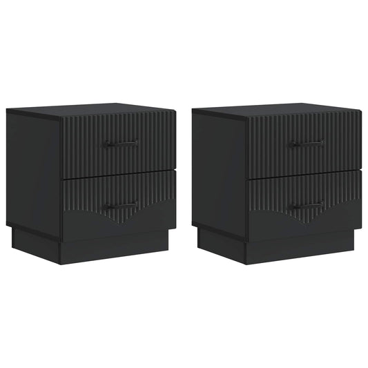 Armadio da Notte con cassetto 2 pcs Nero 43 x 34,5 x 44,5 cm