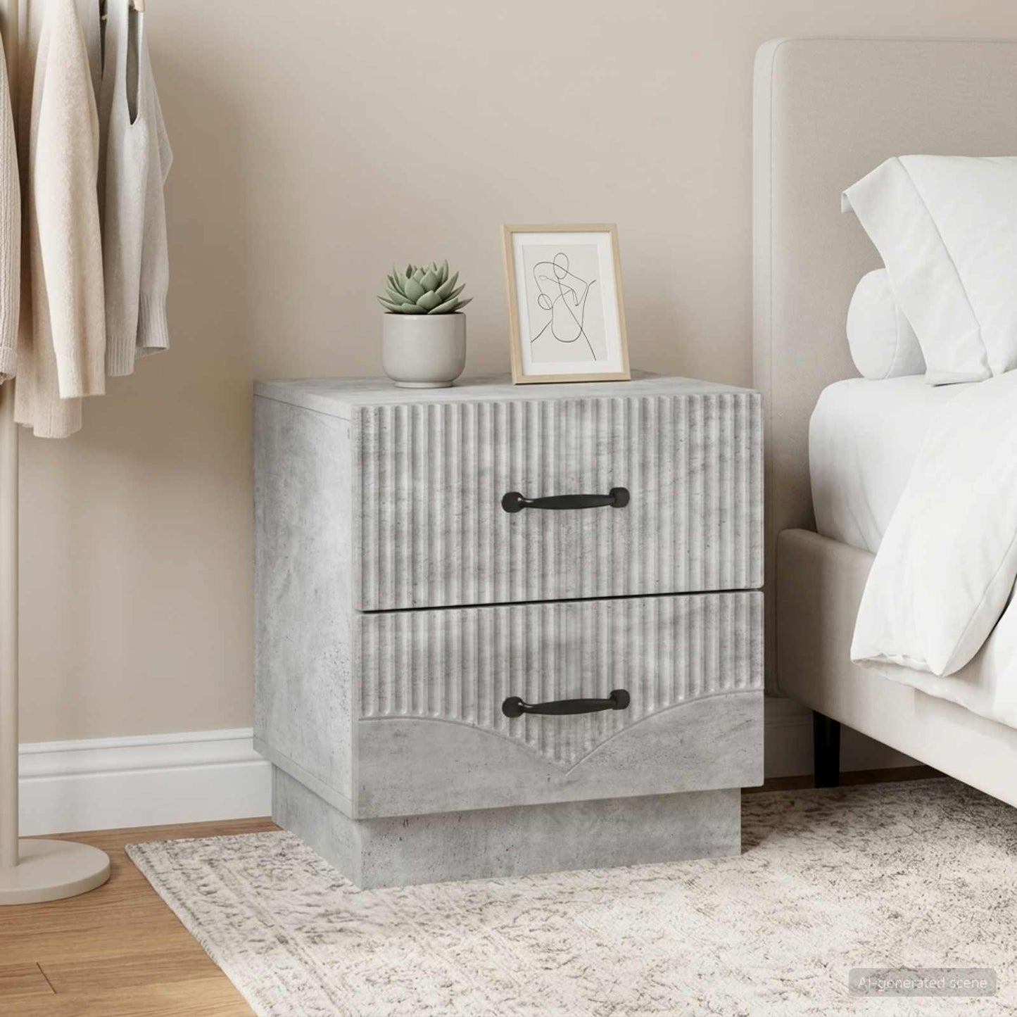 Armadio da Notte 2 pcs Grigio Cemento 43 x 34,5 x 44,5 cm