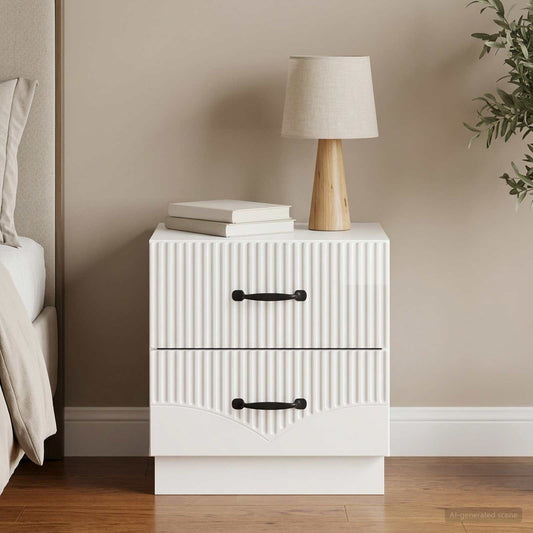 Armadio da Notte con cassetto Bianco Lucido 43 x 34,5 x 44,5 cm
