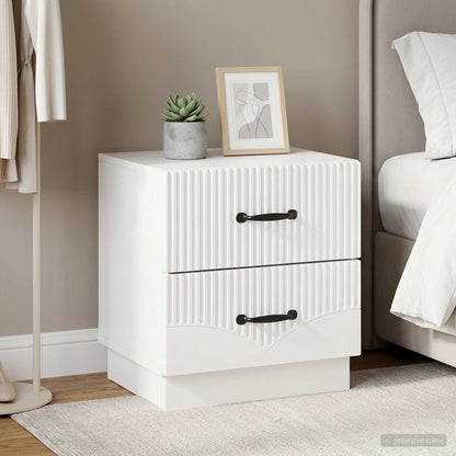 Armadio da Notte 2 pcs Bianco Lucido 43 x 34,5 x 44,5 cm