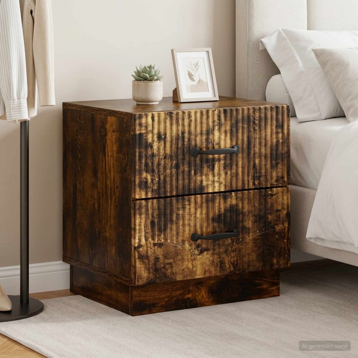 Armadio da Notte 2 pcs Rovere Fumo 43 x 34,5 x 44,5 cm