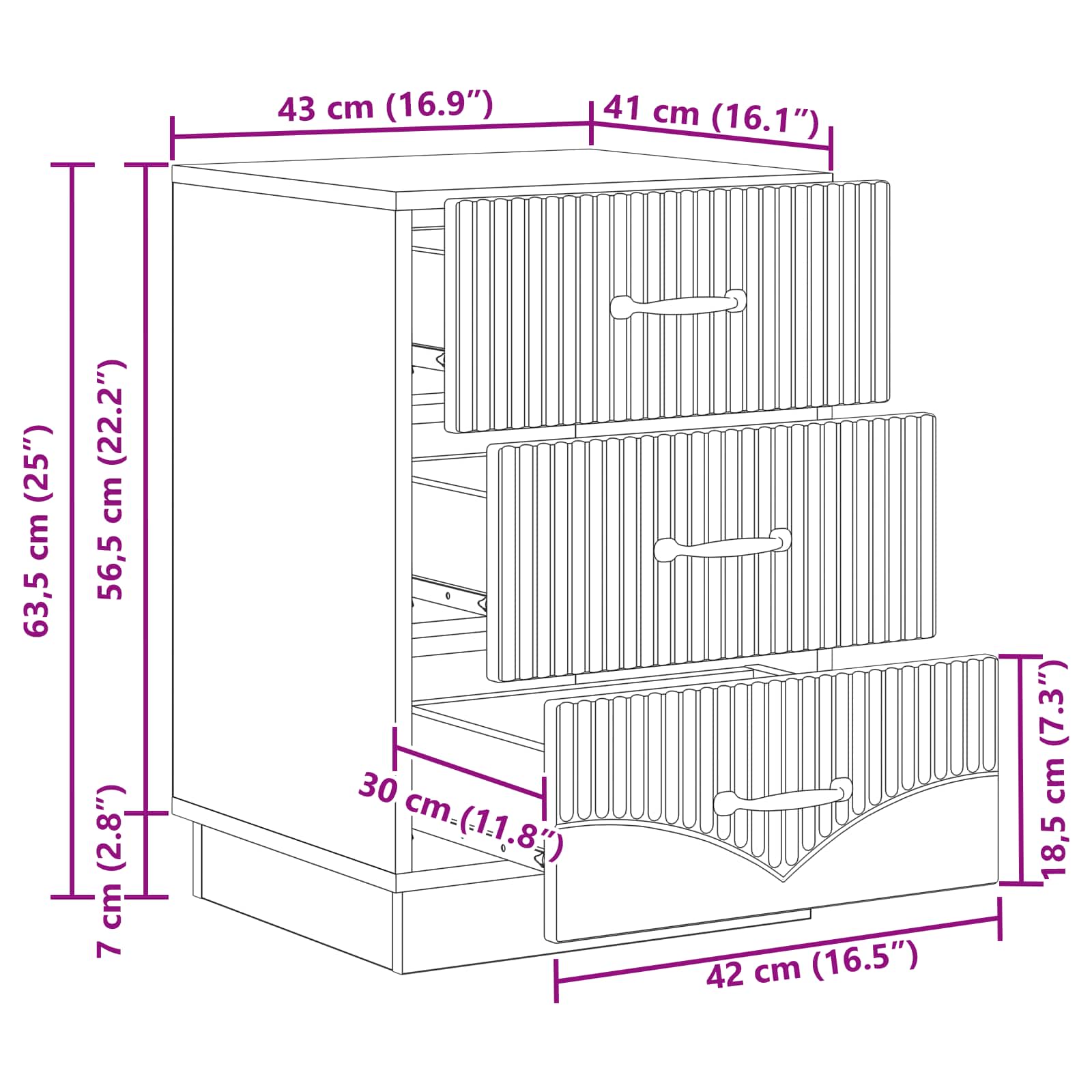 Armadio da Notte con cassetto Bianco Lucido 43 x 41 x 63,5 cm | homemem39