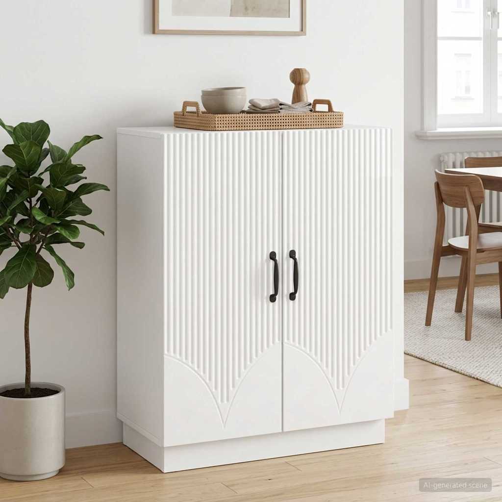 Credenza Bianco Lucido 66 x 34,5 x 87 cm Legno ingegnerizzato