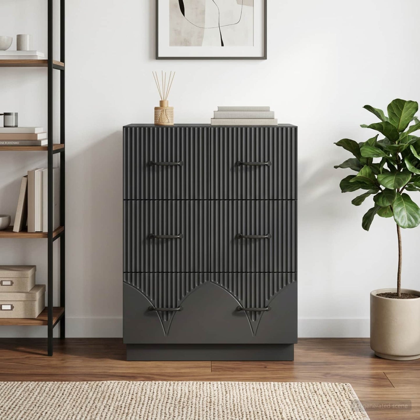 Mobile con Cassetti Nero 66 x 34,5 x 87 cm Legno ingegnerizzato