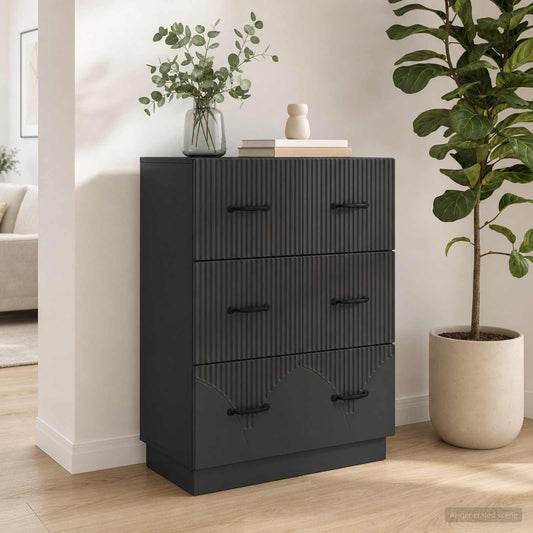Mobile con Cassetti Nero 66 x 34,5 x 87 cm Legno ingegnerizzato