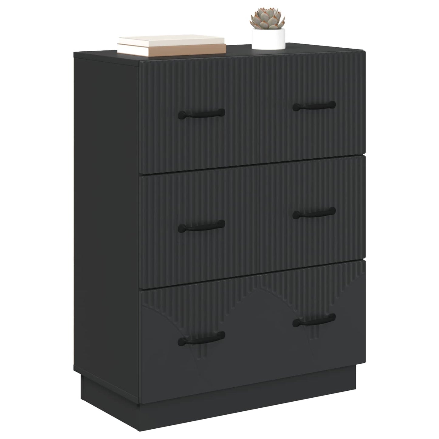 Mobile con Cassetti Nero 66 x 34,5 x 87 cm Legno ingegnerizzato