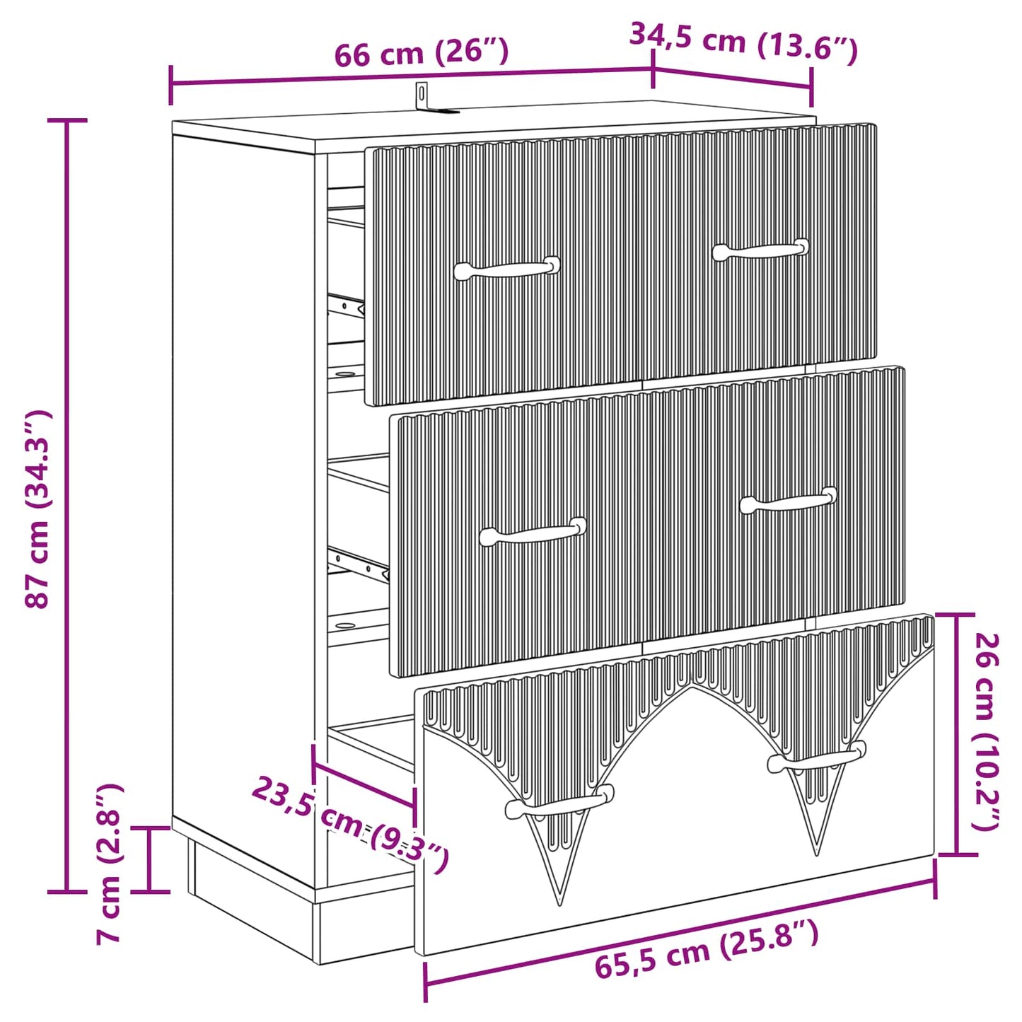 Mobile con Cassetti Rovere Sonoma 66 x 34,5 x 87 cm