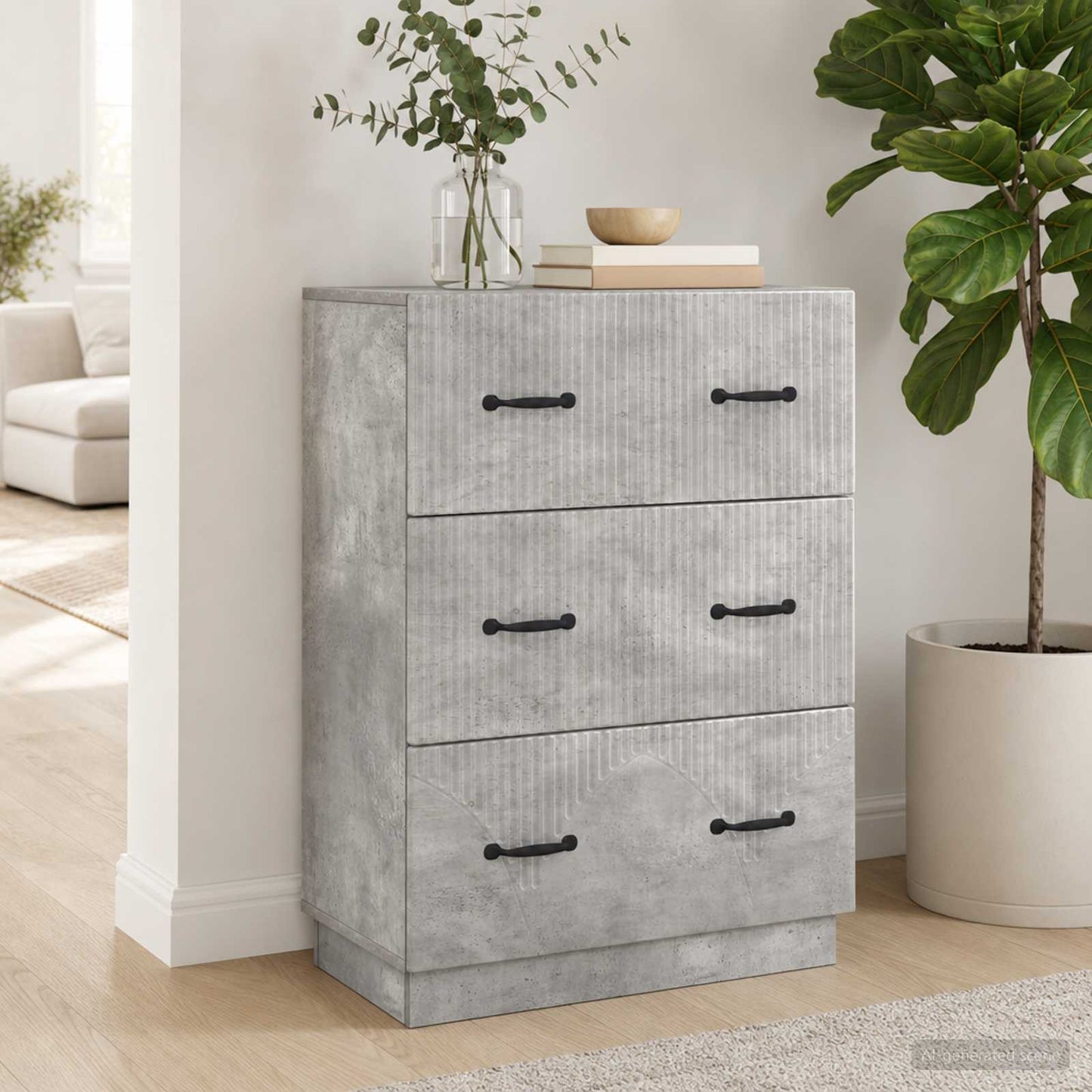 Mobile con Cassetti Grigio Cemento 66 x 34,5 x 87 cm
