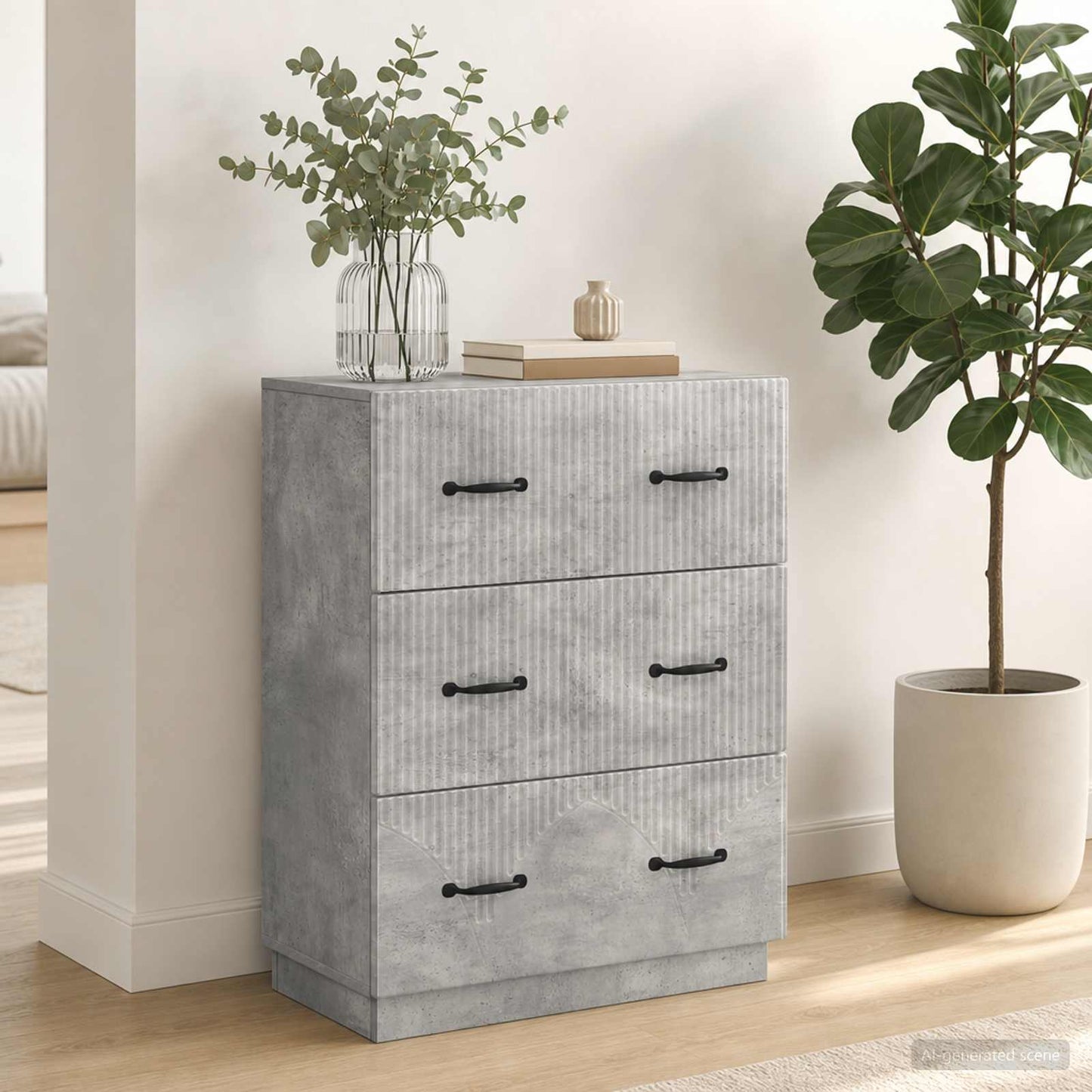 Mobile con Cassetti Grigio Cemento 66 x 34,5 x 87 cm