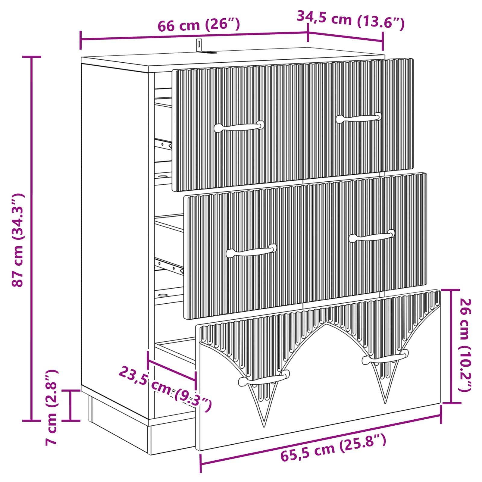 Mobile con Cassetti Grigio Sonoma 66 x 34,5 x 87 cm | homemem39