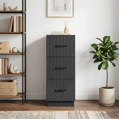 Mobile con Cassetti Nero 33 x 34,5 x 87 cm Legno ingegnerizzato