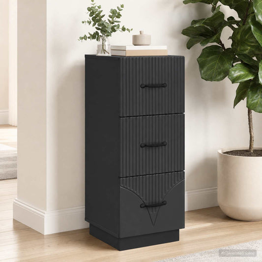 Mobile con Cassetti Nero 33 x 34,5 x 87 cm Legno ingegnerizzato