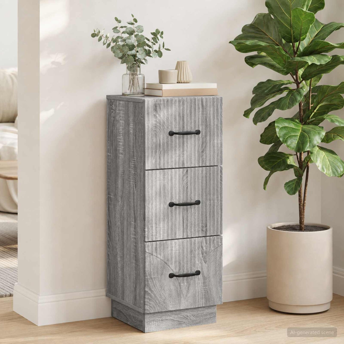 Mobile con Cassetti Grigio Sonoma 33 x 34,5 x 87 cm