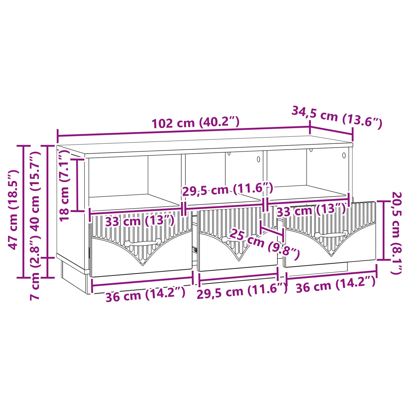 Mobile TV Nero 102 x 34,5 x 47 cm Legno ingegnerizzato | homemem39